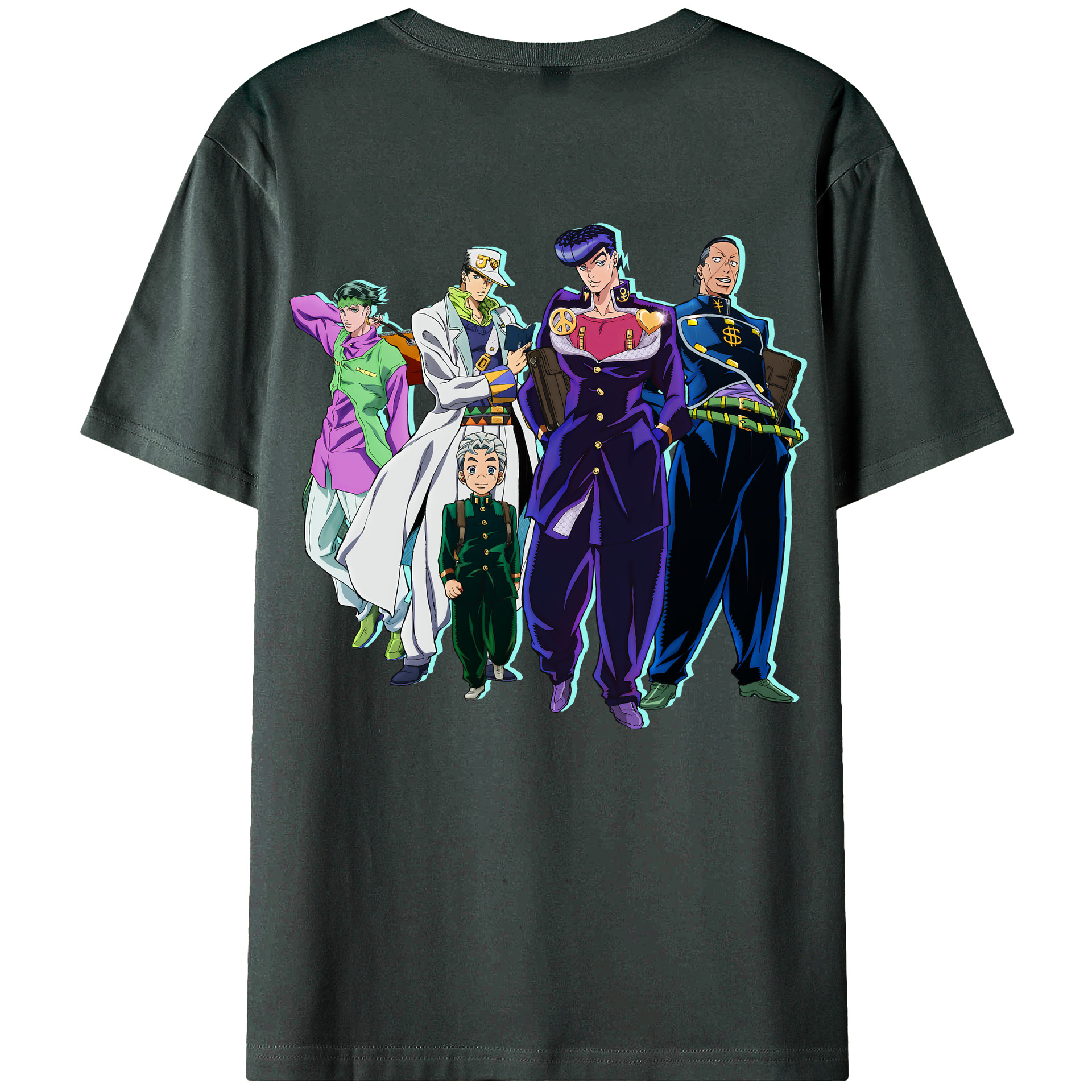 （画像用） ジョジョの奇妙な冒険 JoJo's Bizarre Adventure 綿100％ メンズ半袖Tシャツ（バックプリント） 通気性